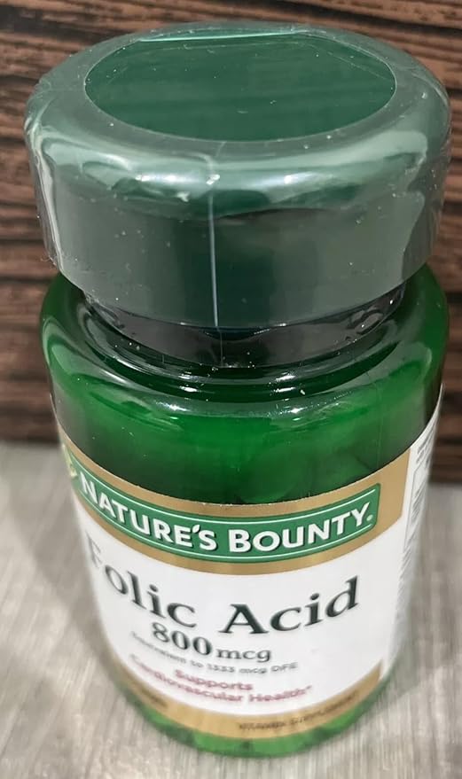 Nature's Bounty Folic Acid 800 mcg Tablets Maximum Strength 250 Tablets (Pack of 9)