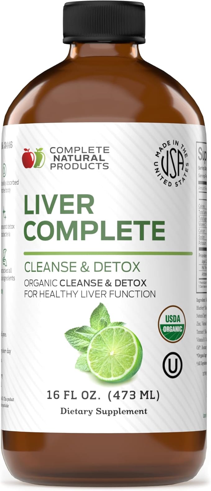 Liver Complete 16oz - Organic Liquid Liver Cleanse & Detox Supplement for High Enzymes, Fatty Liver, & Liver Support