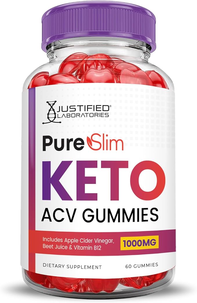 (3 Pack) Pure Slim Keto ACV Gummies Advanced Formula 1000MG PureSlim Keto Gummies Apple Cider Vinegar Formulated with Pomegranate Beet Juice Powder B12 Vegan Non GMO 180 Gummys