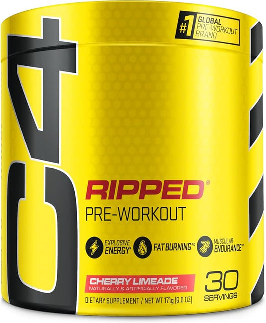 Cellucor C4 Ripped Pre Workout Powder for Energy, Beta Alanine, Sugar Free Energy Supplement Preworkout for Men & Women - 150mg Caffeine + Creatine-Free - Cherry Lemonade - 30 Servings