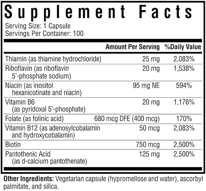 Seeking Health B Complex MF - Vitamin B Complex with Folate, Niacin, & Folinic Acid - Support Energy & Immune System Health with B Vitamins - 100 Capsules