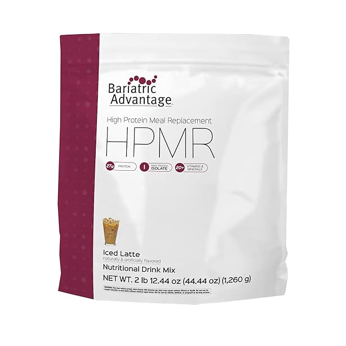 Bariatric Advantage High Protein Meal Replacement Drink Mix, Protein Powder Whey Isolate for Gastric Bypass and Sleeve Gastrectomy Patients, 27g Protein, Lactose Free - Iced Late - 28 Servings