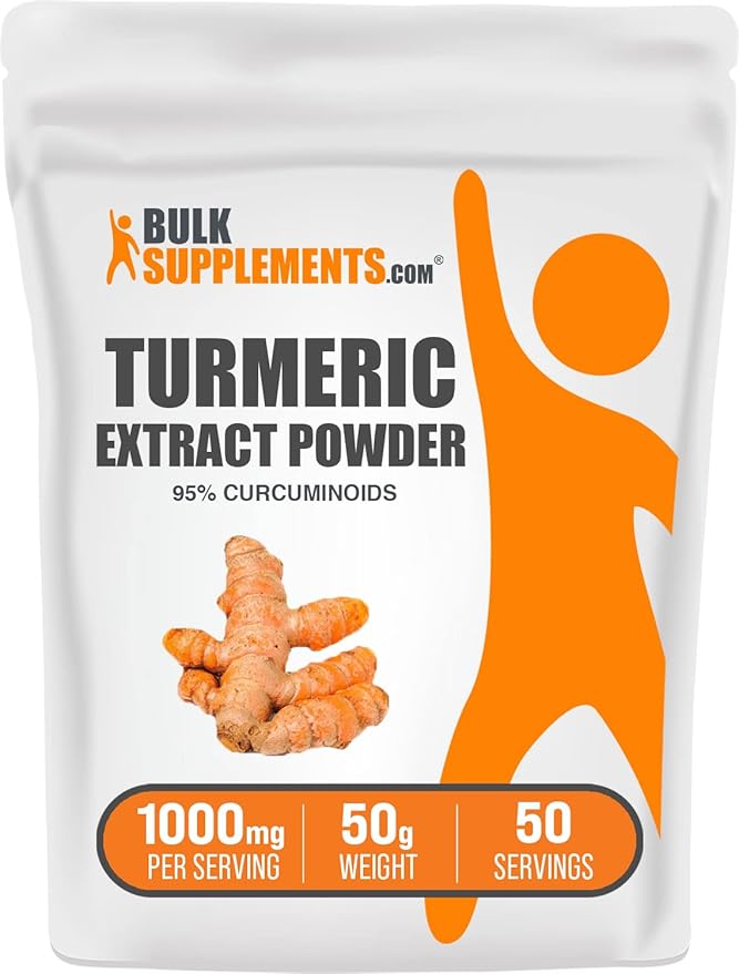 BulkSupplements.com Turmeric Extract Powder - from Turmeric Root, Curcumin Supplements 1000mg, Turmeric Curcumin Powder - Gluten Free, 1000mg per Serving, 50g (1.8 oz) (Pack of 1)