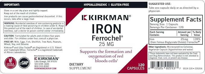 Iron 25 mg Bio-Max Series Capsules - Hypo - 120 ct