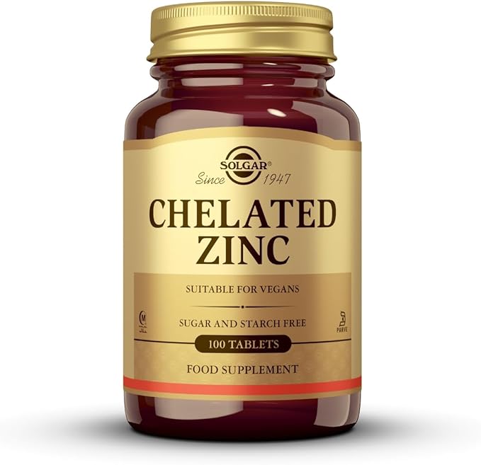 Solgar Chelated Zinc, 100 Tablets - Zinc for Healthy Skin - Supports Cell Growth & DNA Formation - Exerts Antioxidant Activity - Supports A Healthy Immune System - Non GMO, Gluten Free - 100 Servings