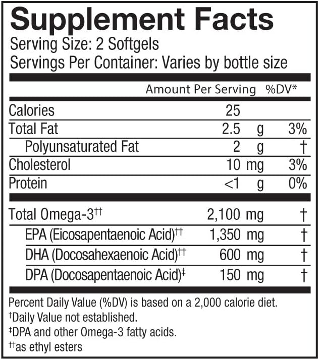 Oceanblue Professional Omega-3 2100-120 ct - High-Potency Triple Strength Burpless Fish Oil with EPA, DHA & DPA - Wild Caught - Natural Orange Flavor, 60 Servings