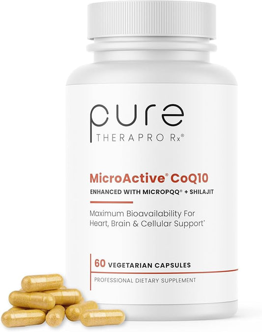 MicroActive CoQ10 Enhanced with MicroPQQ + Shilajit “Sustained Release” 60 Veg Caps | Convenient Once a Day Clinical Dose | 2 Month Supply | Vegan | Pharmaceutical Grade