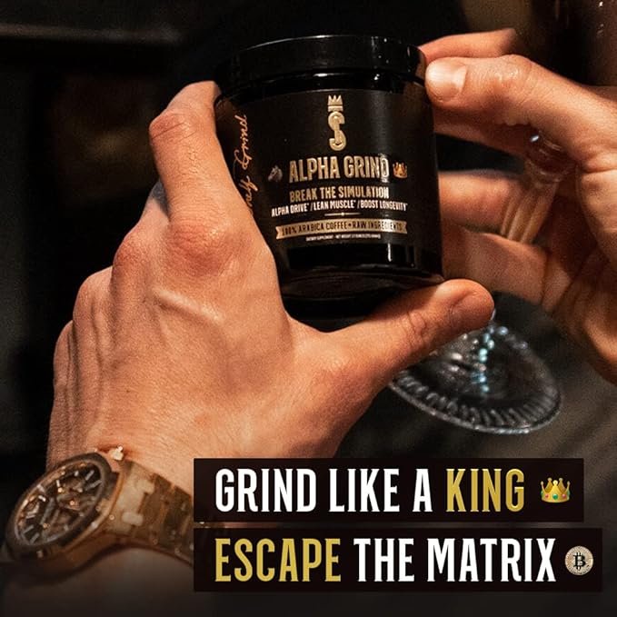 Alpha Grind – Instant Maca Coffee for Men + Natural Energy + Brain Nootropic for Ageless Clarity, Focus | Lean Muscle Building Growth & Size, 30SV