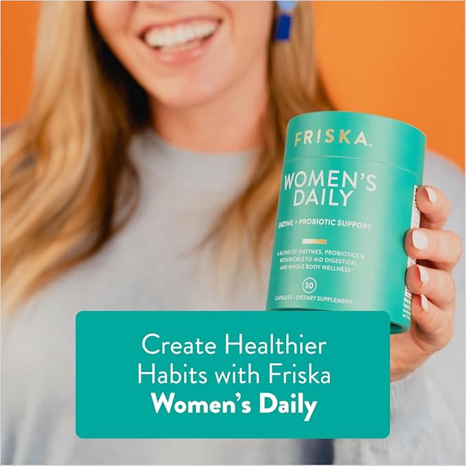FRISKA Women’s Daily Digestive Enzyme and Probiotics Supplement, Advanced Natural Support for Female Digestive Health, Fights Bloating, Eases Digestion, Supports Nutrient Absorption, 90 Capsules
