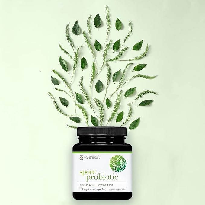 Youtheory Spore Probiotic - 6 Billion CFU - Probiotic Digestive Supplement* - Resists Stomach Acid Breakdown* - Dairy, Gluten & Soy Free - 60 Vegetarian Capsules