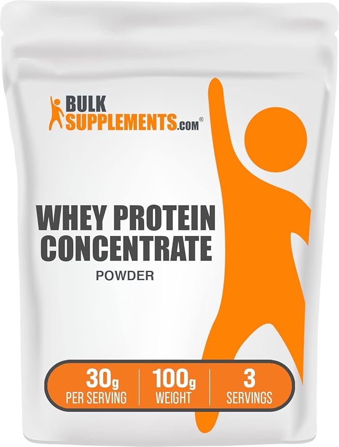 BulkSupplements.com Whey Protein Concentrate Powder 80% - Unflavored Protein Powder, Flavorless Protein Powder, Whey Protein Powder - Gluten Free, 30g per Serving, 100g (3.5 oz) (Pack of 1)