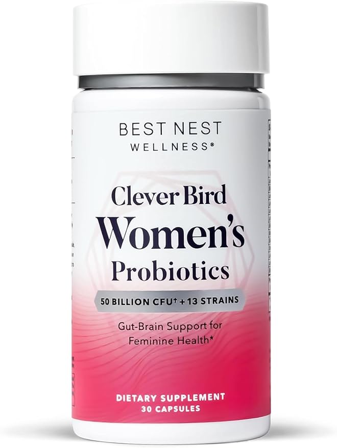 Best Nest Wellness Women's Probiotics - Gut & Brain Health Support Supplement - Formula with Multiple Probiotic Strains - Digestive Support Supplement for Women - 30 Capsules