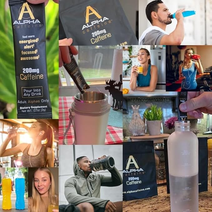 Drink Energizer I Energy Boost Any Drink I 200mg Unflavored Pure Caffeine Powder I Energy in just 30 Minutes I 15 Sticks