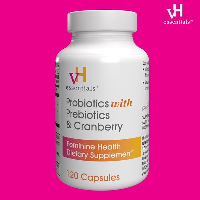 vH essentials Probiotics with Prebiotics and Cranberry Feminine Health Supplement - 120 Capsules