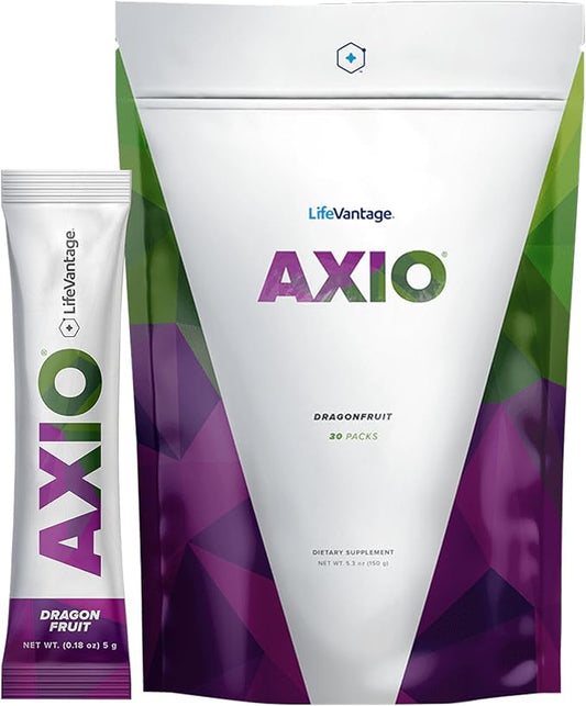 AXIO Regular Energy Drink Powder, Dragonfruit - 30 Drink Mix Packets, Instant Energy Powder, Energy Supplement in a Drink Mix, w/B Vitamins, DMAE, L-Theanine, Quercetin, Green Tea & Pine Bark Extract