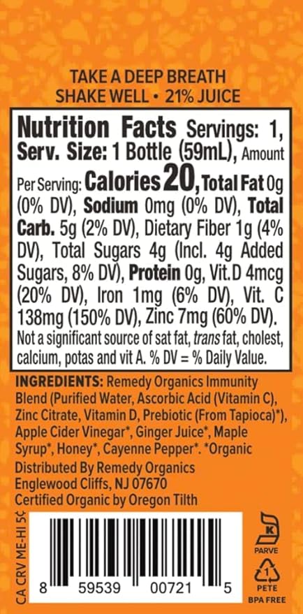 Remedy Organics Immunity Plus Shot, Digest 24-Pack | Boost Energy, Brain Function, Detoxification, and Metabolism | Certified-Organic Ingredients