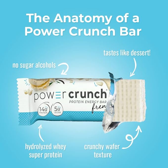 Power Crunch Protein Wafer Bars, High Protein Snacks with Delicious Taste, French Vanilla Creme, 1.4 Ounce (12 Count) (Pack of 2)