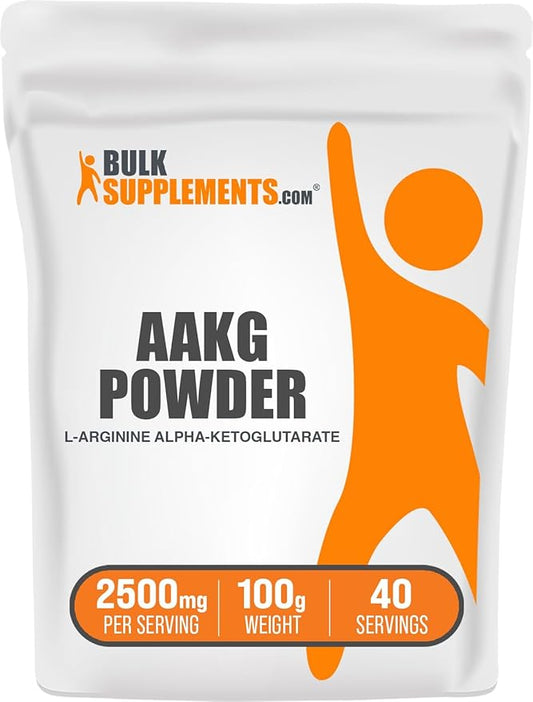 BulkSupplements.com AAKG Powder - Arginine Alpha-Ketoglutarate, AKG Supplement - Arginine Supplement, Unflavored & Gluten Free, 2500mg per Serving, 100g (3.5 oz) (Pack of 1)