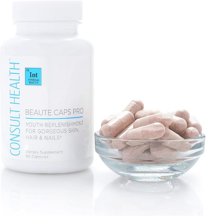 Consult Health Beaute Caps Pro - Collagen Supplement - Biotin 10,500mcg, MSM, Blood Orange for Skin, Hair, Nails Health - Collagen Vitamins - Anti-Aging, USA Made
