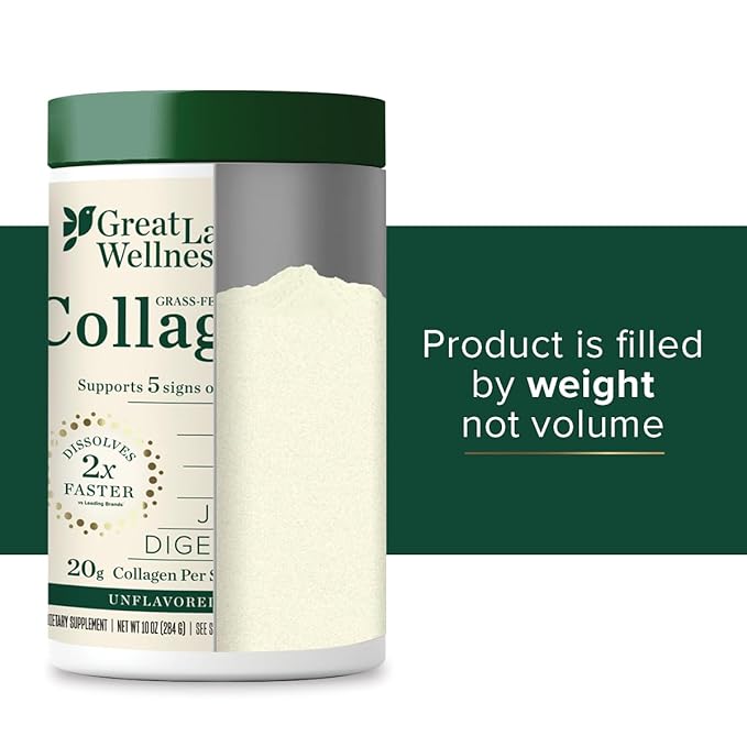 Great Lakes Wellness Collagen Peptides Powder for Skin, Hair, Nails, Joints & Digestion - Unflavored - Quick Dissolve Hydrolyzed, Non-GMO, Keto, Kosher - 10 oz - Packaging May Vary