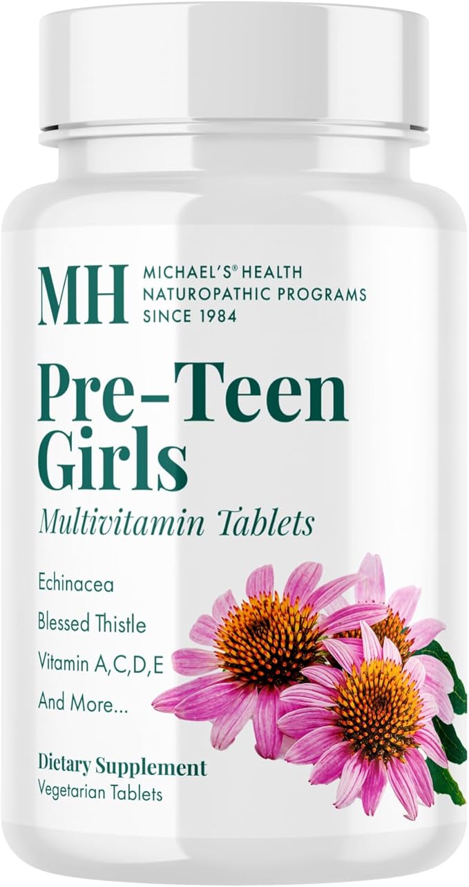 MICHAEL'S Health Naturopathic Programs Pre-Teen Girls - 30 Vegetarian Tablets - Daily Multivitamin for Healthy Growth & Development - Kosher - 15 Servings