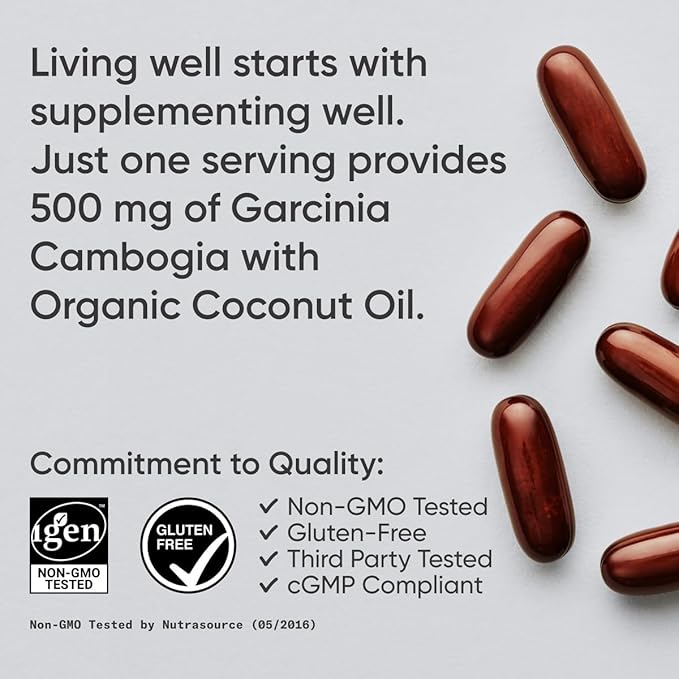 Sports Research Garcinia Cambogia Extract (60% HCA) with Extra Virgin Organic Coconut Oil | Non-GMO, Soy & Gluten Free (90 Liquid Softgels)