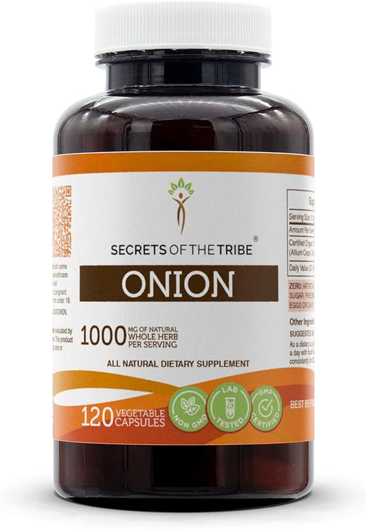 Secrets of the Tribe Onion 120 Capsules, Made with Vegetable Capsules and Onion (Allium Cepa) Dried Bulb (120 Capsules)