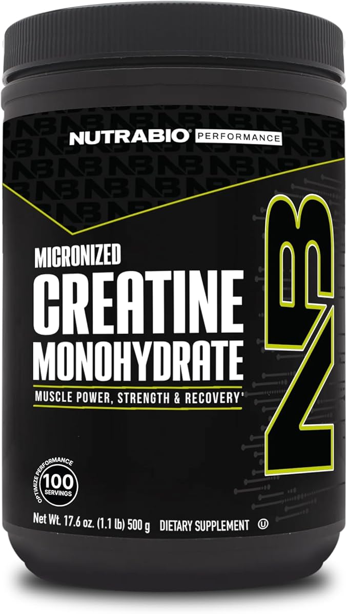 NutraBio Creatine Monohydrate - Micronized Pure Grade - Supports Muscle Energy and Strength - Unflavored, HPLC Tested (500 Grams)