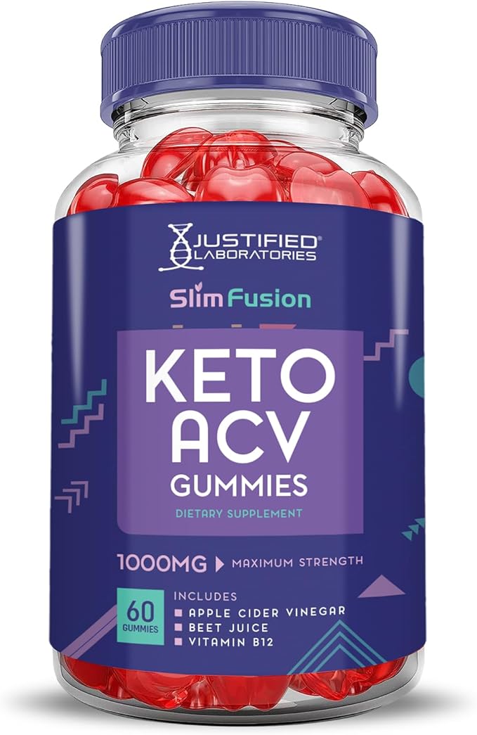 Slim Fusion Keto ACV Gummies Advanced 1000MG Slimfusion Keto Gummies Formula Apple Cider Vinegar Formulated with Pomegranate Beet Juice Powder B12 Vegan Non GMO 60 Gummys