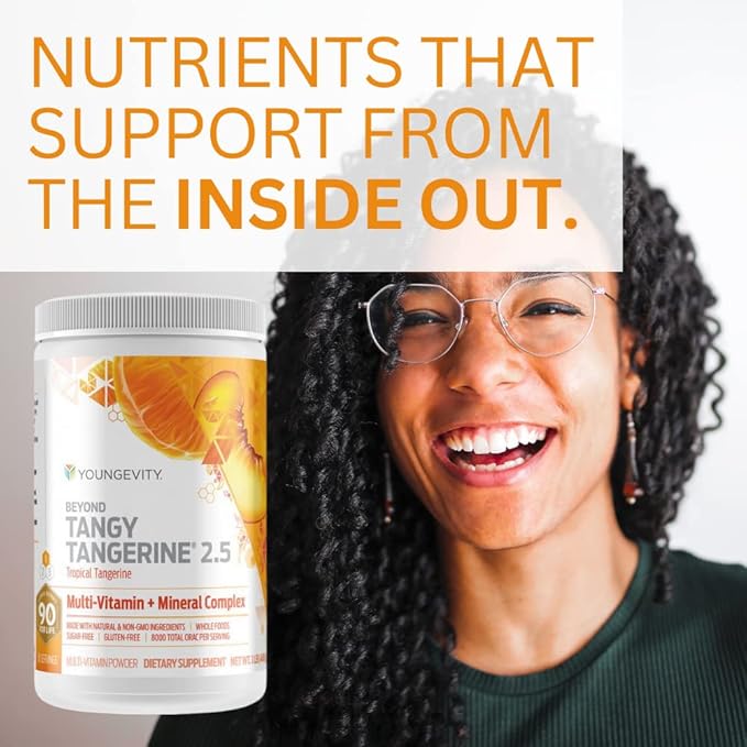 Youngevity Beyond Tangy Tangerine 2.5 Tropical Tangerine Ultimate Multi-Vitamin & Mineral Complex - Made with Natural & Whole Foods | 8,000 ORAC