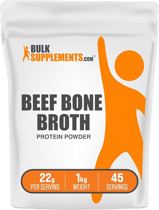 BulkSupplements.com Beef Bone Broth Protein Powder - Bovine Bone Broth Protein, Lactose Free Protein Powder - Dairy Free & Gluten Free, 22g per Serving, 1kg (2.2 lbs) (Pack of 1)