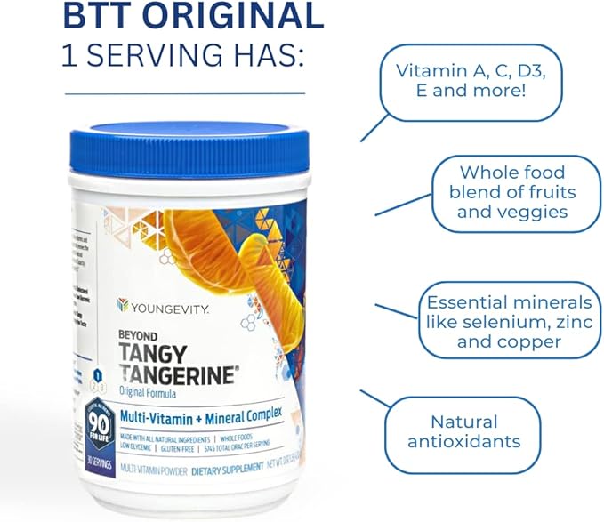 Youngevity Beyond Tangy Tangerine - Original Formula | Multi-Vitamin & Mineral Complex | Made With Natural & Whole Foods | 5,745 ORAC | Twin Pack