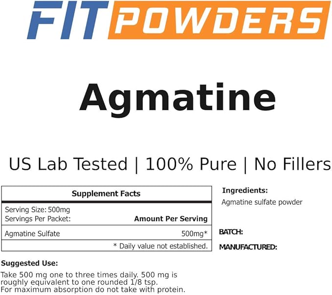 Agmatine Sulfate Powder 1 Kilogram (Multiple Sizes) Strength and Pump (Nitric Oxide) 100% Pure Agmatine Powder, Vegan, Gluten-Free