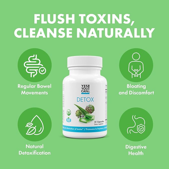 Yes You Can! Natural Detox Pills - Diuretic Cleanse with Electrolytes & Vitamins - Helps with Water Retention - Gluten-Free, 21 Capsules (2 Pack)