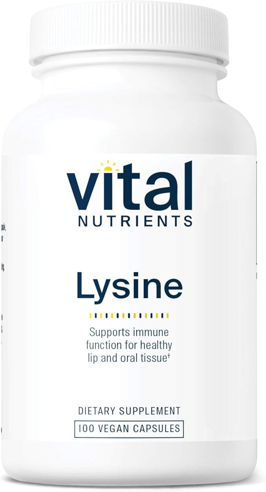 Vital Nutrients Lysine | Lysine Supplement Supports Healthy Lip and Oral Tissue | Immune Support Supplement Promotes Calcium Absorption | Gluten, Dairy, Soy Free | Non-GMO | 100 Capsules