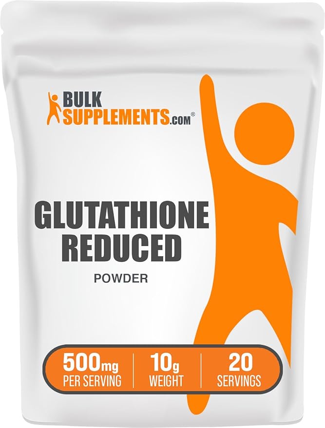 BulkSupplements.com Glutathione Reduced Powder - Glutathione Supplement, Reduced Glutathione Powder - Glutathione 500mg, Gluten Free, 500mg per Serving, 10g (0.35 oz) (Pack of 1)