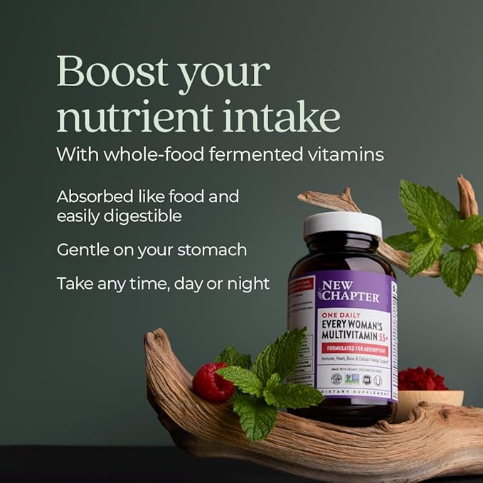 New Chapter Women's Multivitamin 50 Plus for Cellular Energy, Heart & Immune Support with 20+ Nutrients + Astaxanthin - Every Woman's One Daily 55+, Gentle on The Stomach, 72 Count