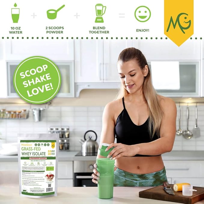 MariGold Grass-fed Whey Protein Isolate Powder - Strawberry Sundae Flavor - 1 Lb Bag | 100% Pure, Cold-Processed, Micro-Filtered, Undenatured, Non-GMO, rBGH Free, Soy Free, Gluten Free, Lactose Free