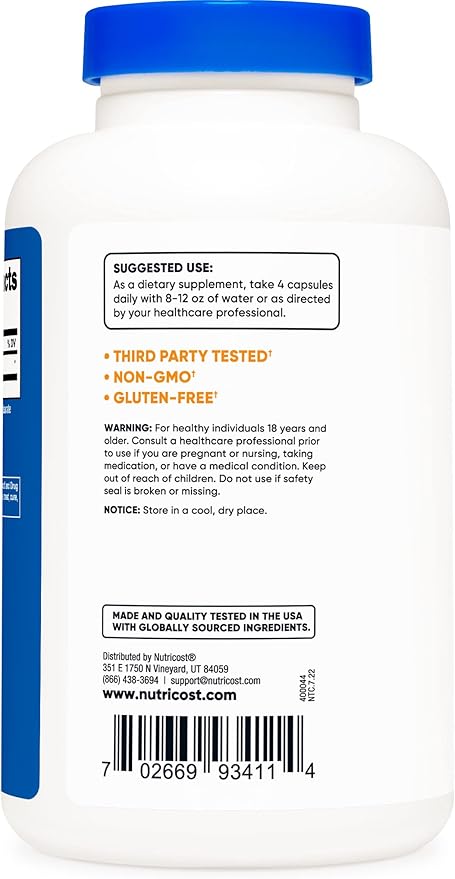 Nutricost D-Aspartic Acid Capsules (180 Caps) (2 Bottles)