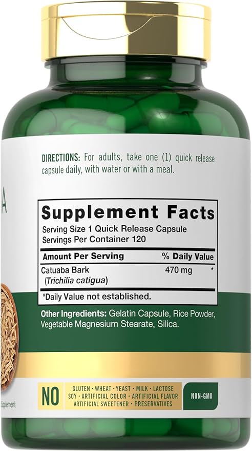 Carlyle Catuaba Bark Extract | 470mg | 120 Capsules | for Men and Women | Non GMO and Gluten Free