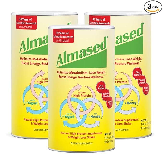 Almased Meal Replacement Shake - Low-Glycemic High Plant Base Protein Powder- Nutritional Weight Health Support Supplement - Original Flavor - 17.6 oz