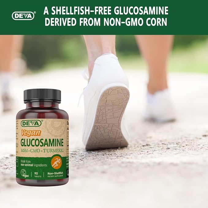 DEVA Vegan Glucosamine-MSM-CMO & Turmeric Supplement - Gluten Free Plant Based Nutritional Supplement - 90 Tablets (Pack of 2)