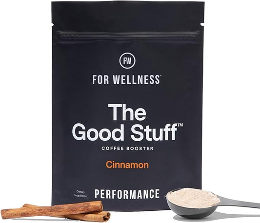 For Wellness The Good Stuff Performance Coffee Supplement- Non-Dairy Coffee Creamer Powder w/Collagen, MCT, L-Theanine & Cinnamon - Healthy Coffee Add-in for Energy & Focus