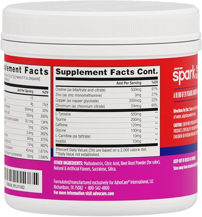 AdvoCare Spark Vitamin & Amino Acid Supplement - Focus & Energy Drink Powder Mix with Vitamin A, B-6, C & E - Also Includes L-Carnitine & L-Tyrosine - Fruit Punch, 10.5 oz