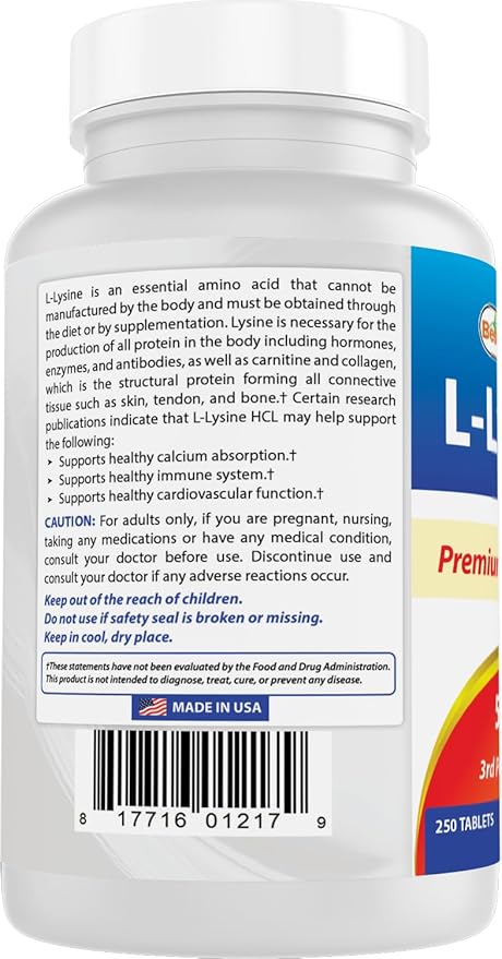 Best Naturals L-Lysine 500 mg 250 Tablets