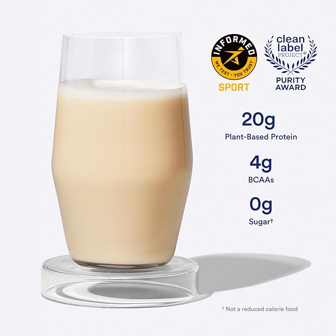Ritual 50+ Vegan Protein Powder with BCAA: 20g Organic Pea Protein from Regenerative Farms in USA, Plant Based, Hand-Crafted Vanilla, 3rd Party Tested, Gluten-Free, Dairy-Free, Non-GMO, 1 Lbs