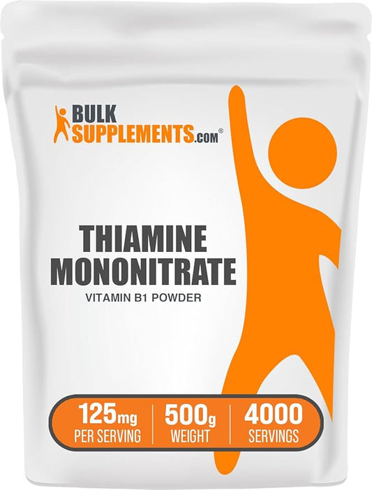 BulkSupplements.com Thiamine Mononitrate Powder - Vitamin B1 Powder, Thiamine B1 Supplement - B1 Vitamins, Gluten Free, 125mg per Serving, 500g (1.1 lbs) (Pack of 1)