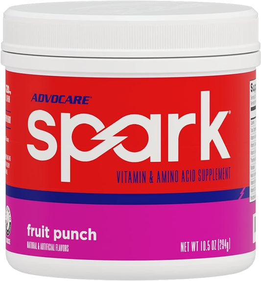 AdvoCare Spark Vitamin & Amino Acid Supplement - Focus & Energy Drink Powder Mix with Vitamin A, B-6, C & E - Also Includes L-Carnitine & L-Tyrosine - Fruit Punch, 10.5 oz
