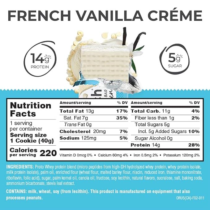 Power Crunch Protein Wafer Bars, High Protein Snacks with Delicious Taste, French Vanilla Creme, 1.4 Ounce (12 Count) (Pack of 2)