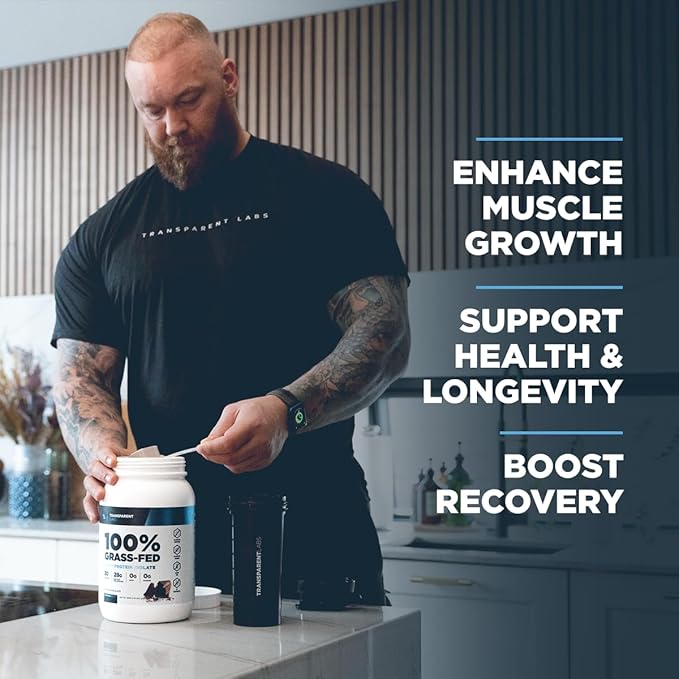Transparent Labs Grass-Fed Whey Protein Isolate - Natural Flavor, Gluten Free Whey Protein Powder w/ 28g of Protein per Serving & 9 Essential Amino Acids - 30 Servings, Oatmeal Chocolate Chip Cookie